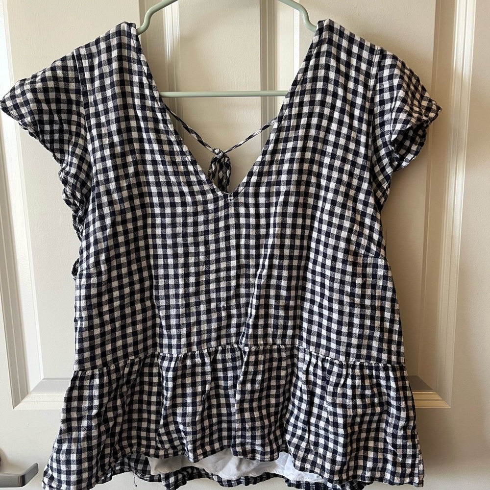 Abercrombie & Fitch gingham peplum blouse